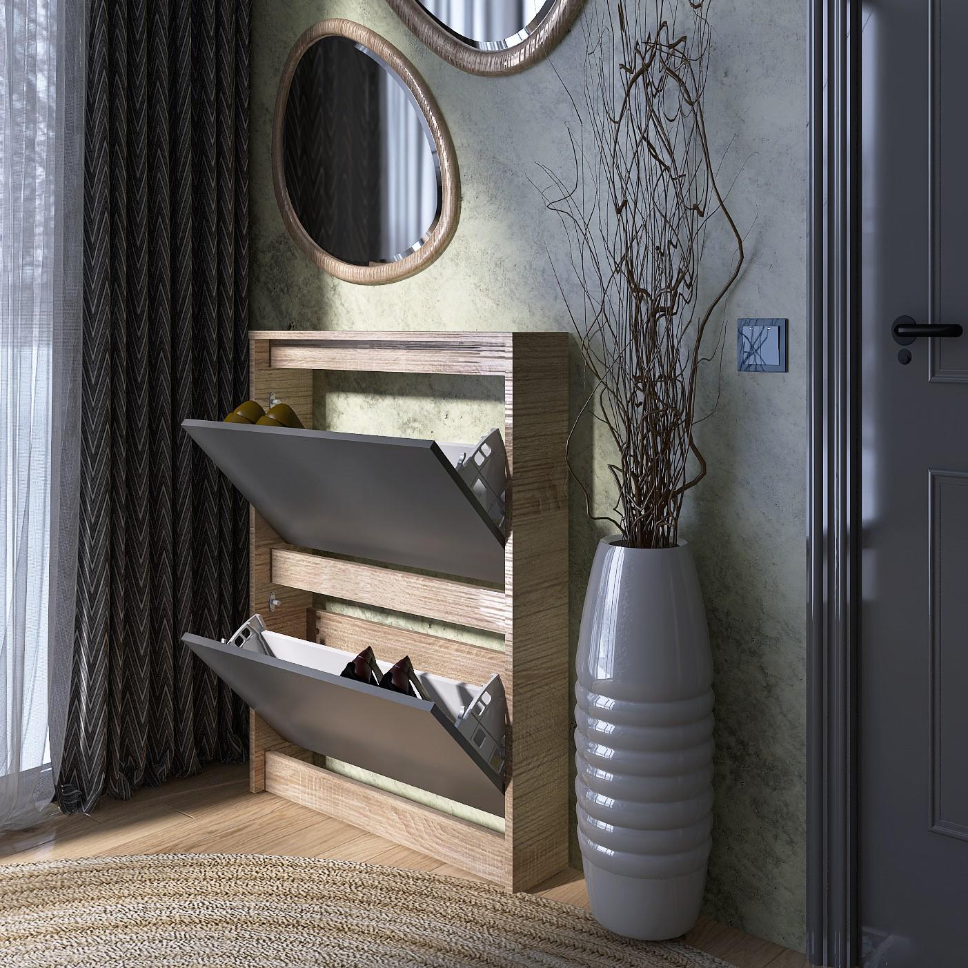 Тумба под обувь Everest Сити 160-2 702х160х958 мм Сонома/Графит (11436) - фото 2 Тумба под обувь Everest Сити 160-2 702х160х958 мм Сонома/Графит (11436) - фото 2