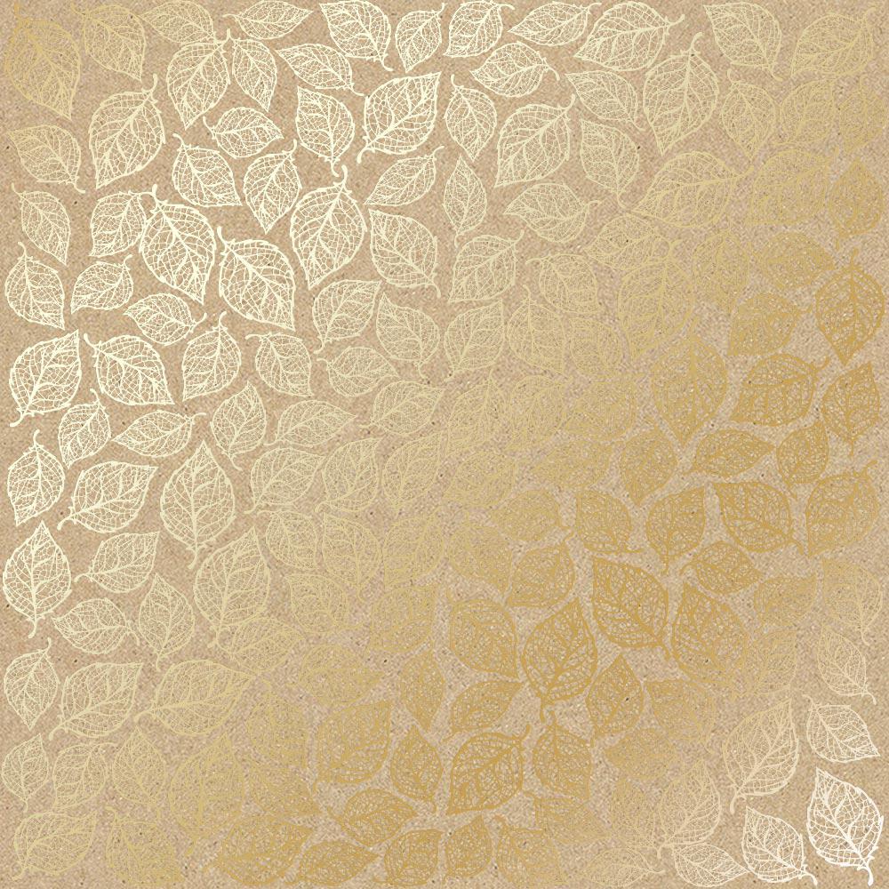 Лист бумаги односторонний Golden Leaves mini с фольгированием 30,5х30,5 см Kraft