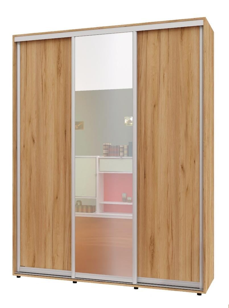 Шкаф-купе трехдверный Алекса ШК-05 ДСП/зеркало/ДСП 210x55x220 см Дуб крафт золотой