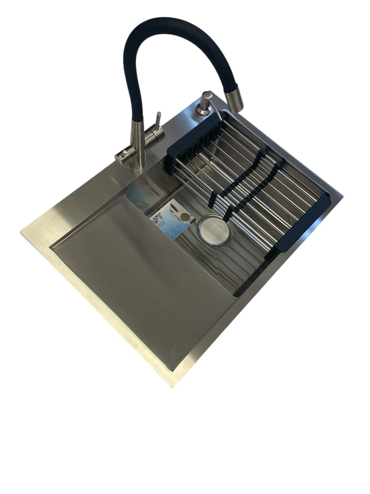 Мойка для кухни Kraft 6548 BRS правая/гибкий кран для кухни с фильтром воды Venta BK813SB