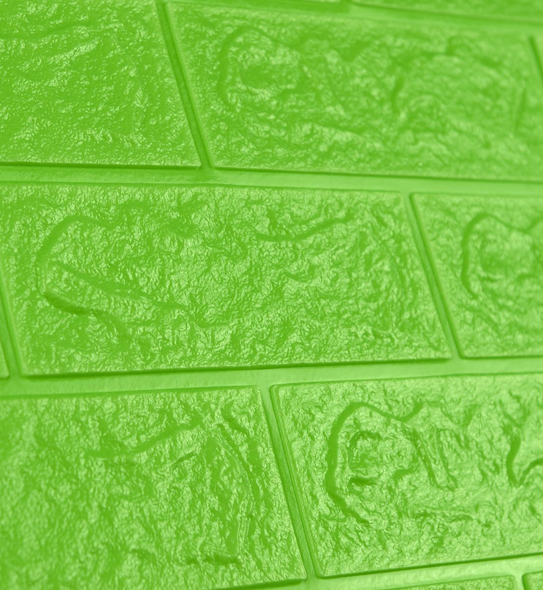 Панель самоклеящаяся декоративная 3D под кирпич 700x770x5 мм Зеленый (140) - фото 2