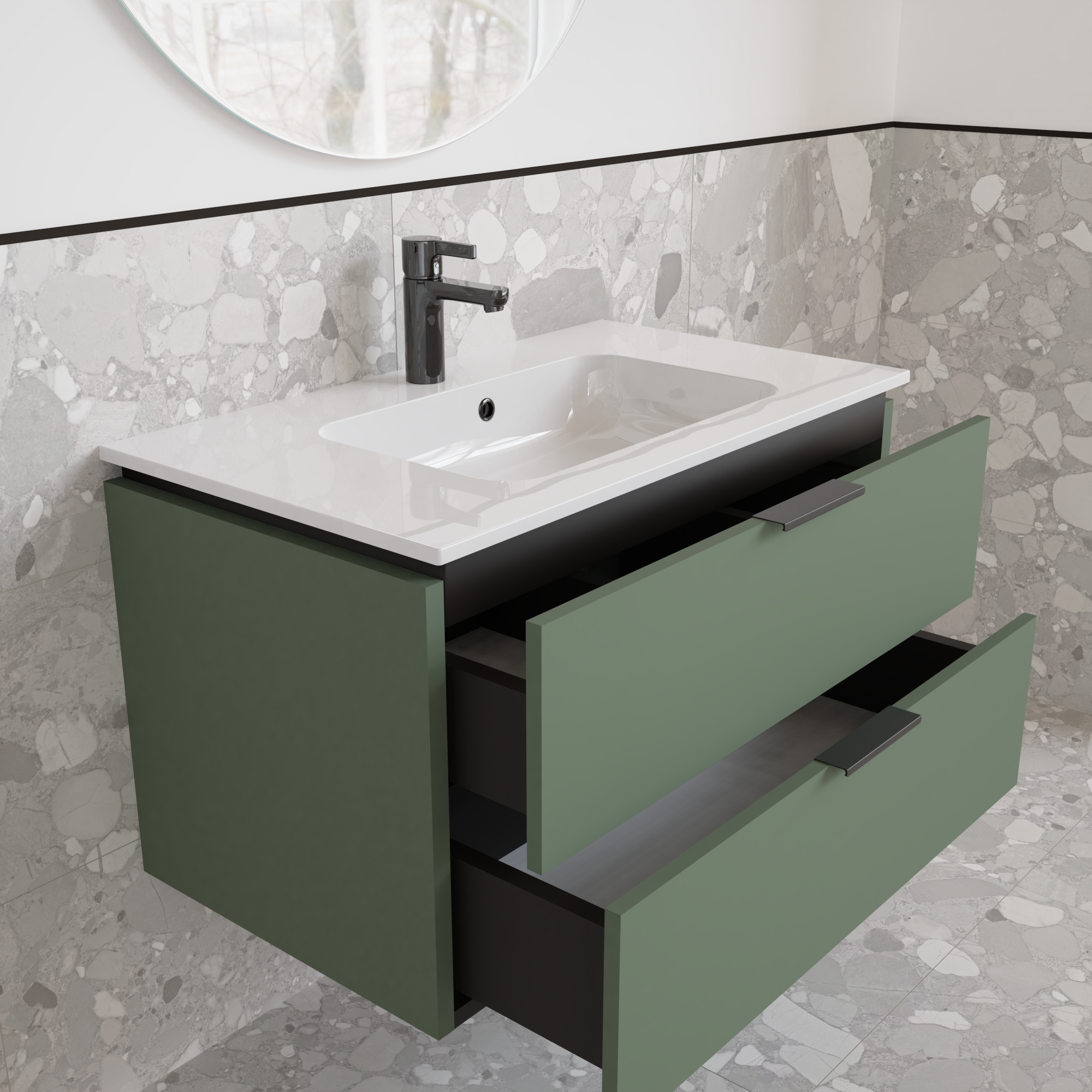 Тумба підвісна з раковиною MVK Vostok Icon 70 В2 700х450х530 мм Зелений димчастий (p270gr) - фото 3 Тумба підвісна з раковиною MVK Vostok Icon 70 В2 700х450х530 мм Зелений димчастий (p270gr) - фото 3