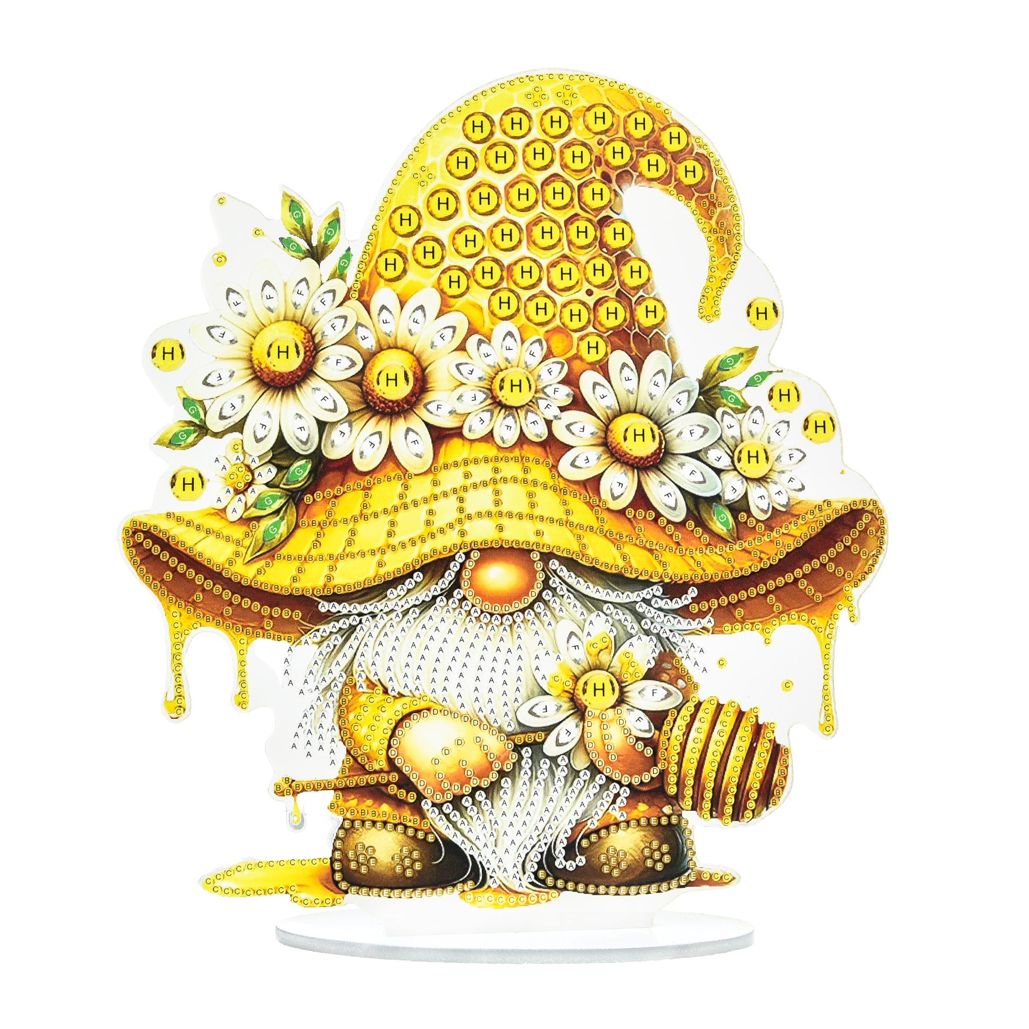 Алмазная мозаика по номерам Стратег Медовые волшебства гнома на подставке 25х25 см Желто-белый (150-98-YKLZ15229)