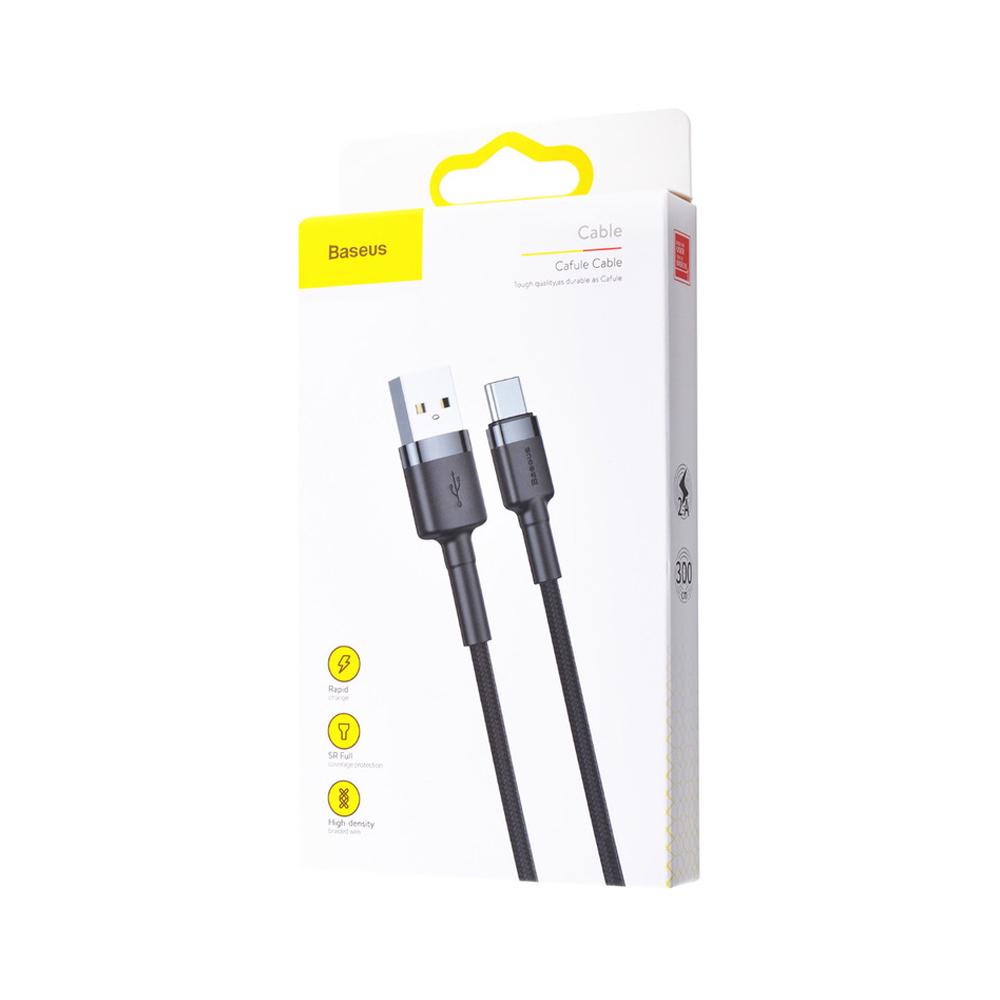 Кабель Baseus cafule Cable USB For Type-C 2A 3 м Gray/Black - фото 2