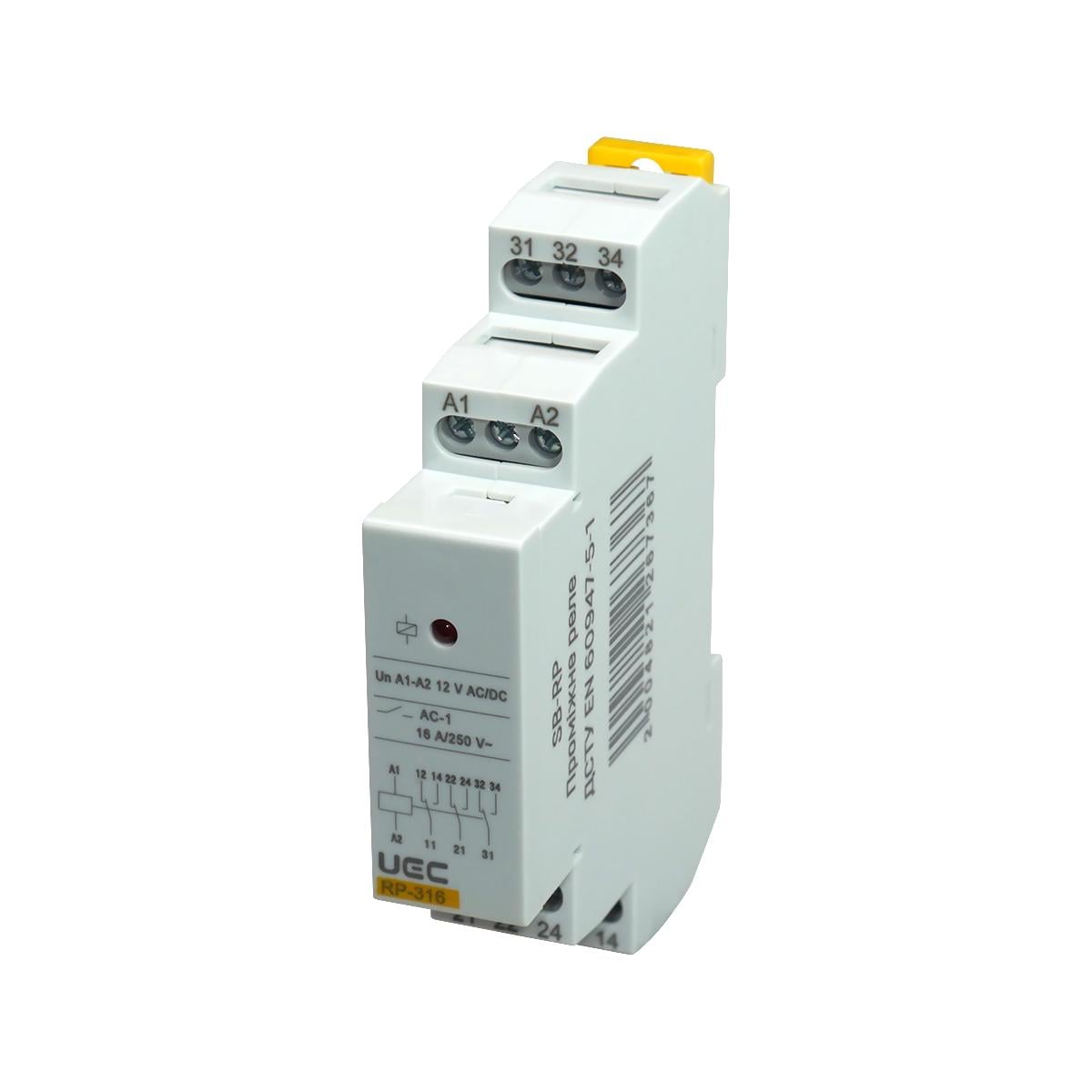 Реле промежуточное UEC RP-316 16А 3 контакта AC/DC 12V (SB-RP-316-ACDC12V)
