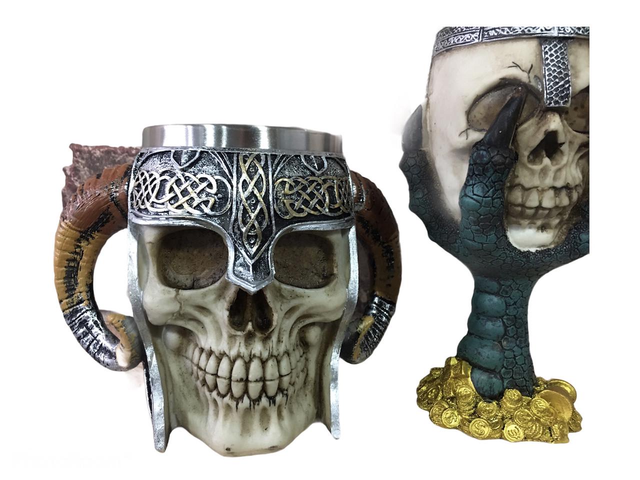 Подарочный набор кружка/бокал Череп/Лапа дракона 3D (1347759017) - фото 5