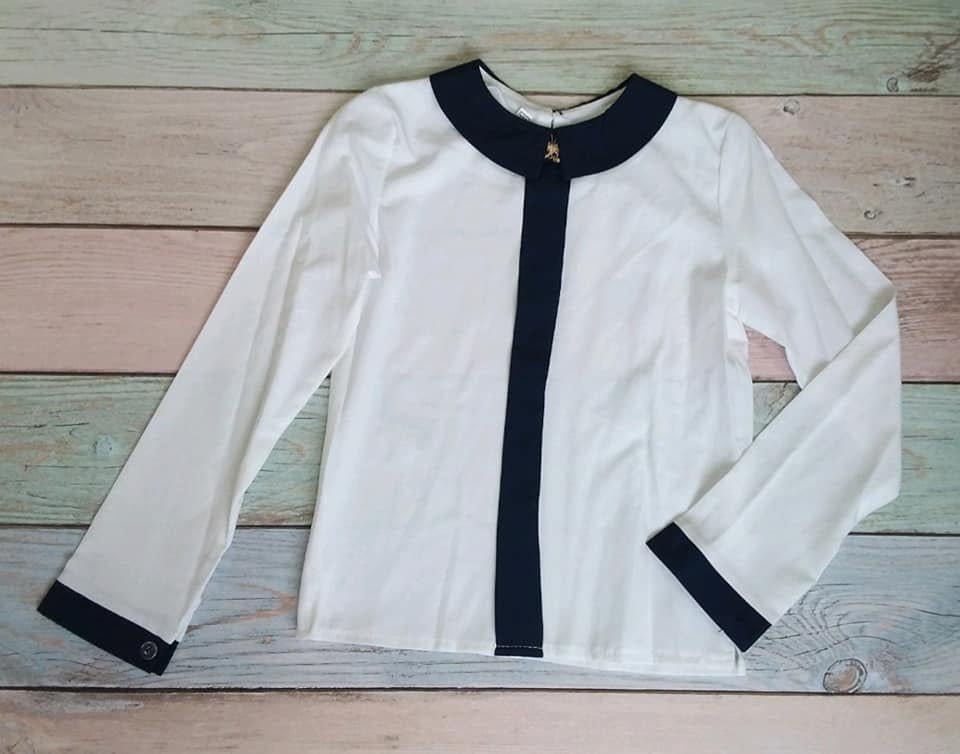 Блуза школьная с украшением 146 см Белый (14686719)