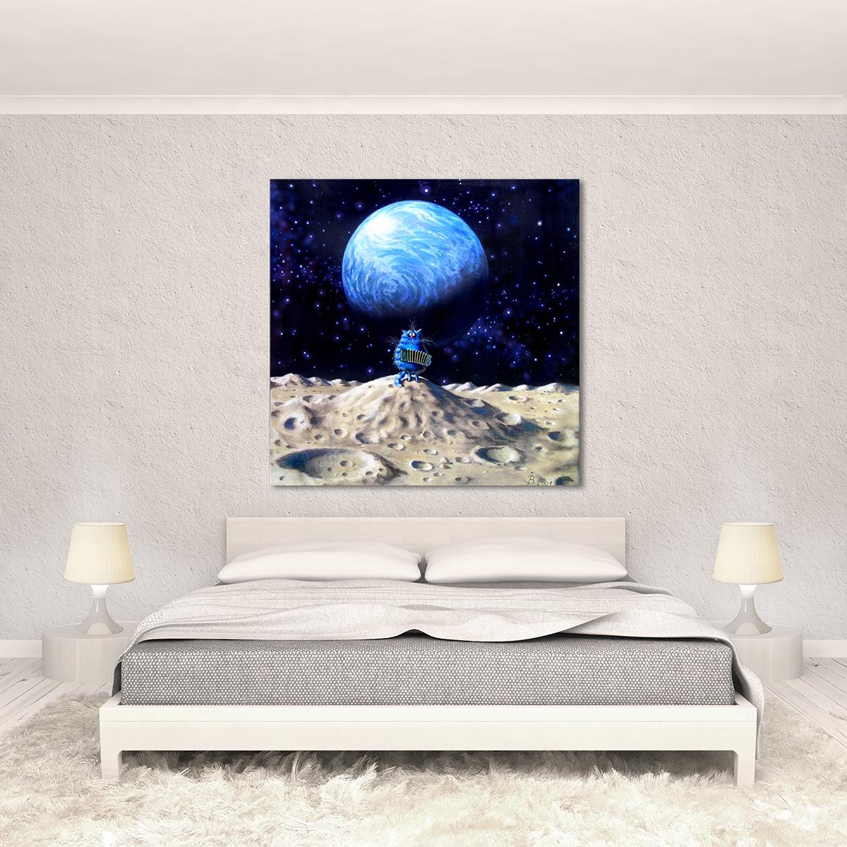 Модульная картина Кот на Луне 1 модуль 90x90 см (_rinaz_06)