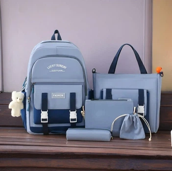 Рюкзак шкільний для дівчинки Fashion Lucky Sunday 5в1 Блакитний