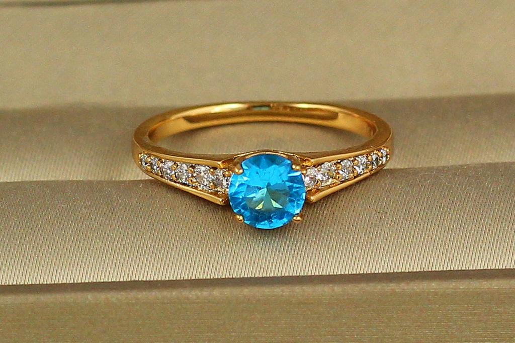 Кольцо Xuping Jewelry с голубым камнем р. 18 Золотистый (1502716532)