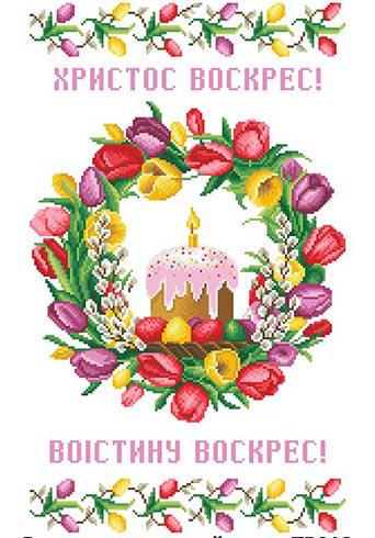 Схема на габардине пасхальное полотенце для вышивки бисером и нитками (ТР813)