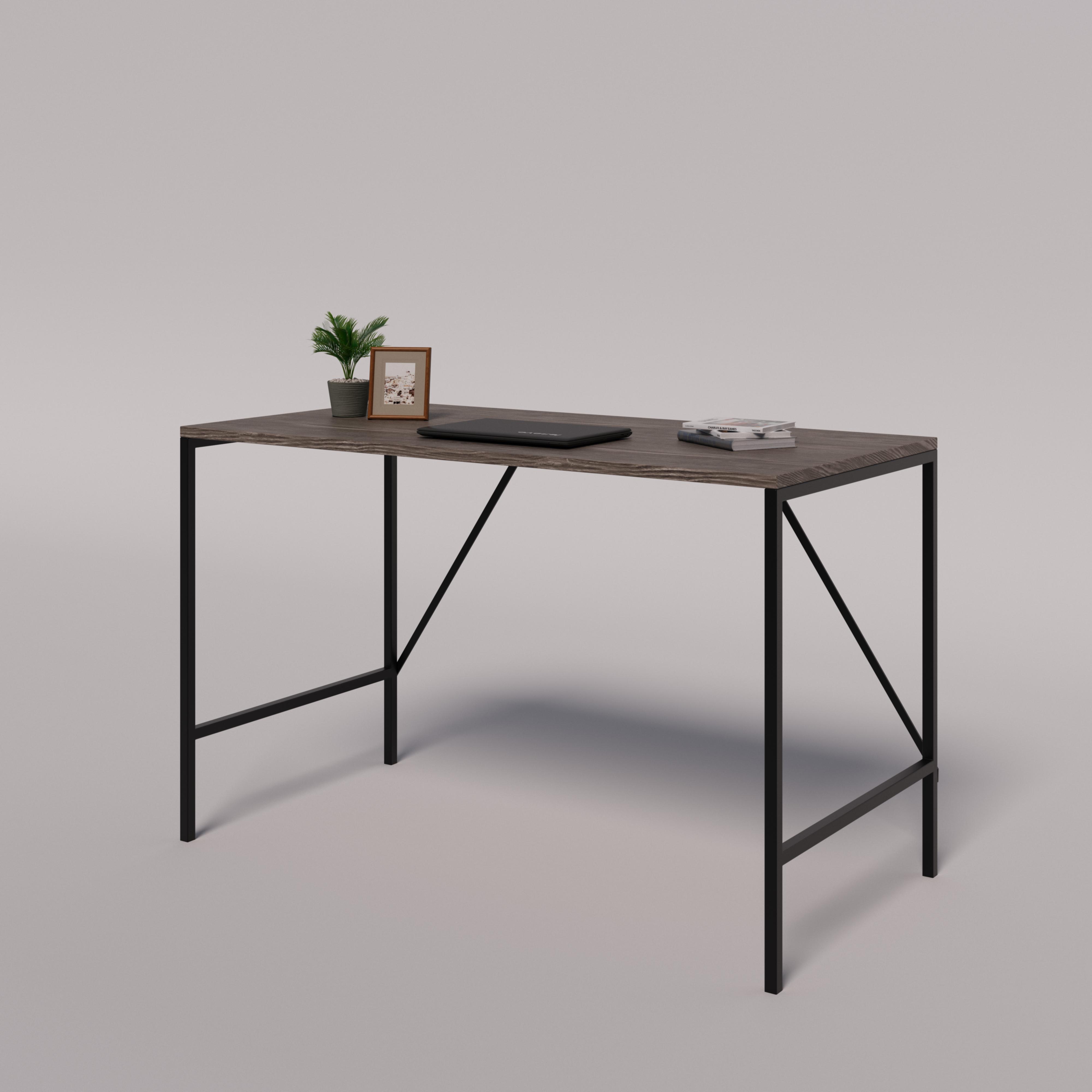 Письменный стол Loft из массива ясеня и металла Графитовый