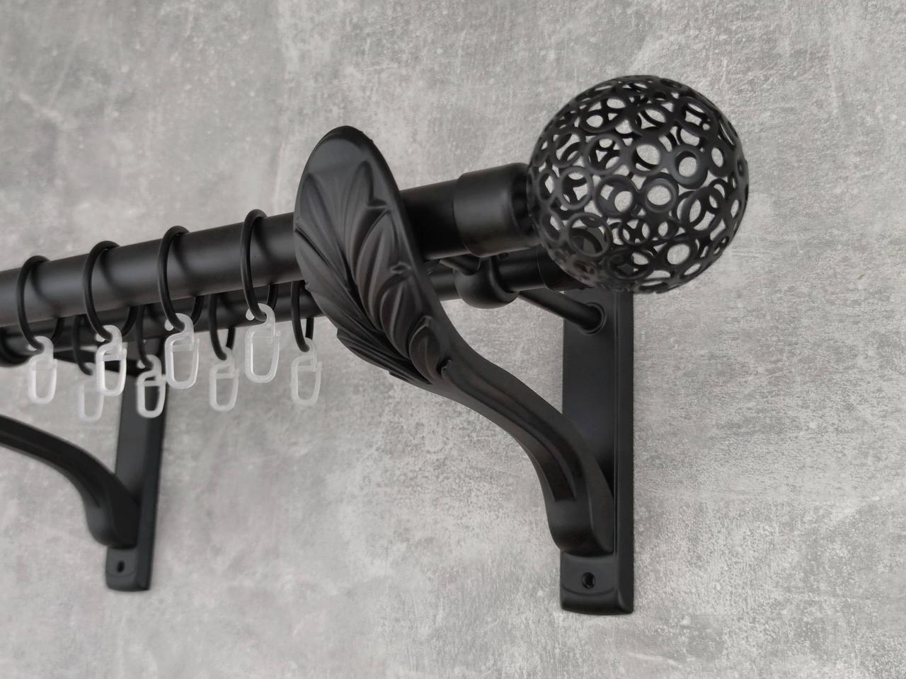 Карниз MStyle металлический для штор двухрядный Савона 25/19 мм гладкий 200 см Черный (5020128)