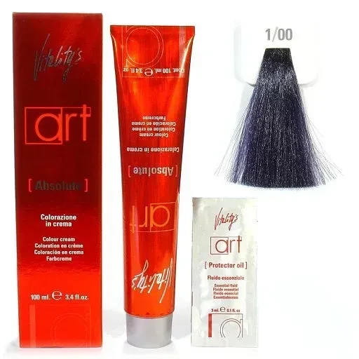 Крем-краска для волос с масляным коктейлем Vitality’s Art Absolute Hair Color Cream 1/00 Черно-синий 100 мл