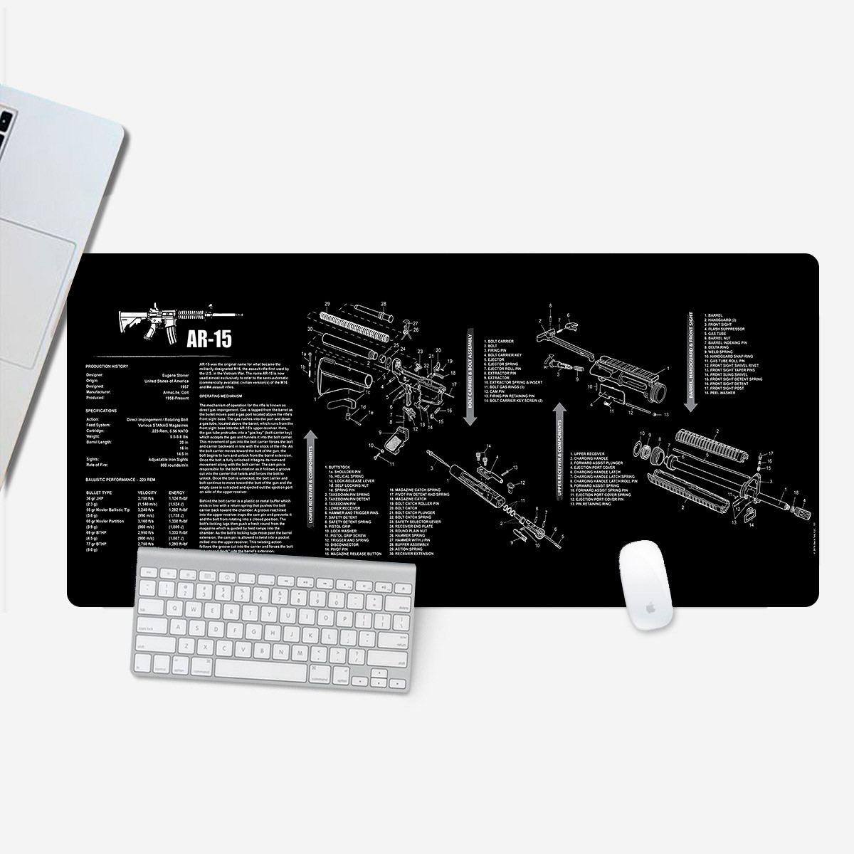 Коврик тканевый RIFLE AR-15 DETAILING с прошивкой 2х300x800 мм (YUT_V7664)