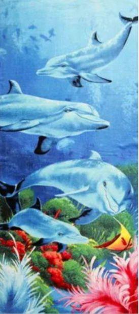 Полотенце пляжное Водный мир велюр-махра 70х140 см (1172)