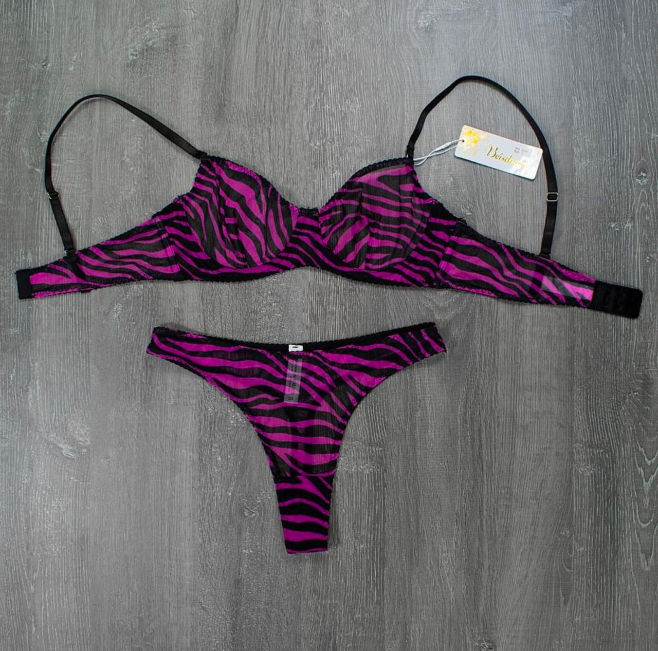 Комплект нижнего белья из стрейтч-сетки М Розовый (360) - фото 1