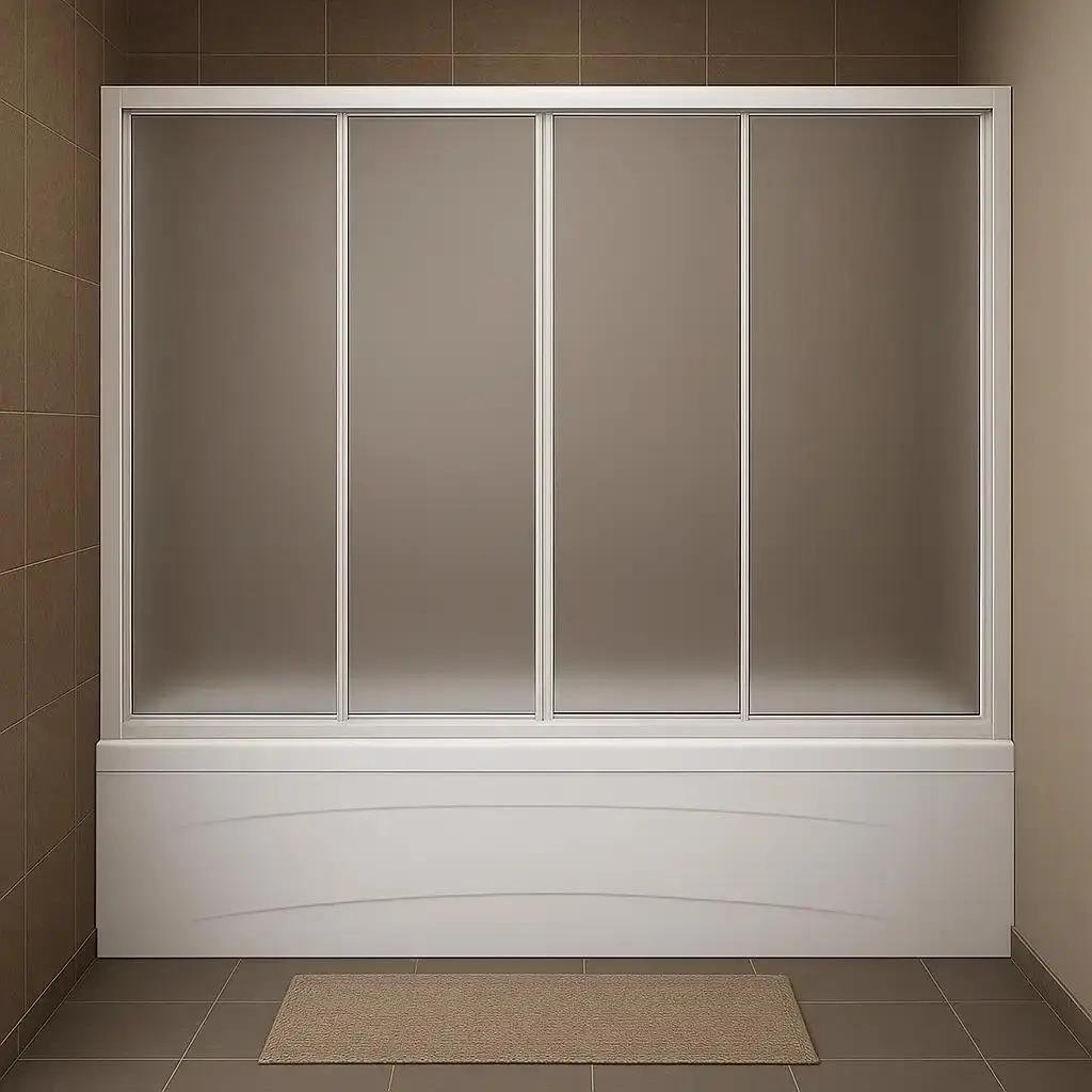 Штора для ванної KO&PO F170W чотирьохсекційна розсувна матове скло 170х140 см