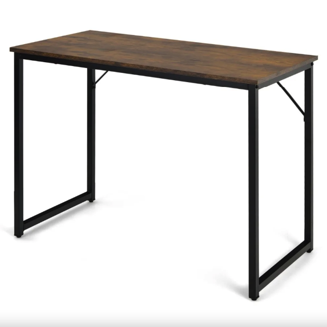Стіл письмовий Costway Homart із сталевим каркасом Коричневий (4809) Стіл письмовий Costway Homart із сталевим каркасом Коричневий (4809)
