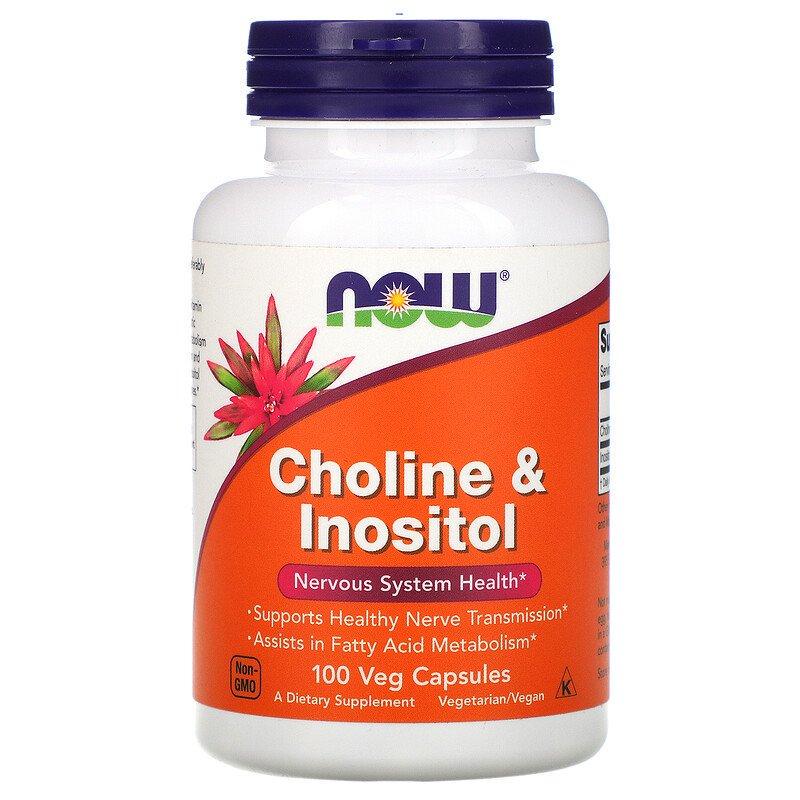 Холін і Інозитол NOW Foods Choline & Inositol 250 мг/250 мг 100 капсул (1010041035)