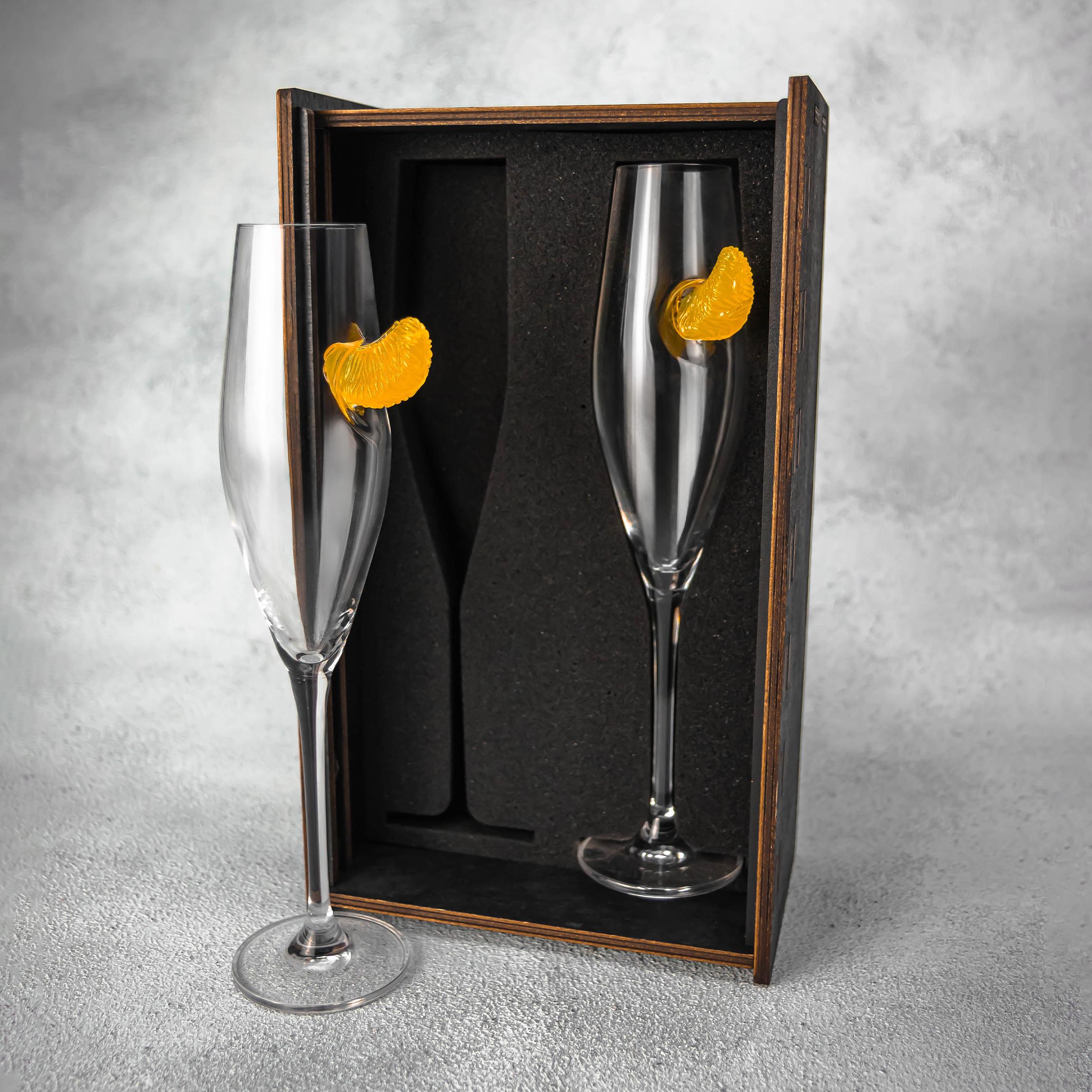 Келихи для шампанського VSKLO з мандарином 350 мл 2 шт. (31548657)