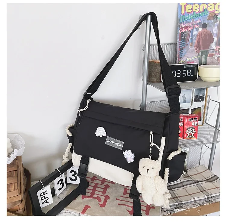 Сумка школьная для университета/школы с карманами в японском стиле Черно-белый (А527) - фото 5 Сумка школьная для университета/школы с карманами в японском стиле Черно-белый (А527) - фото 5