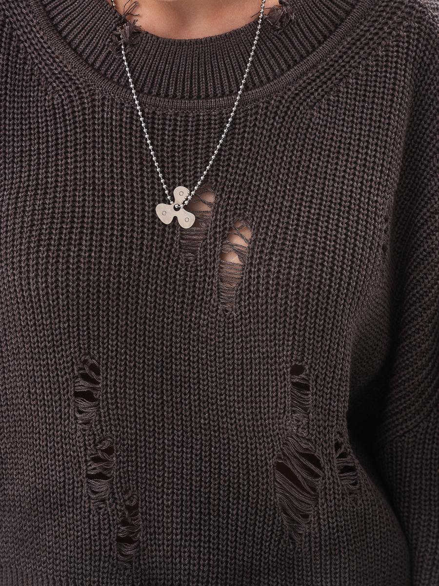 Свитер женский с рваным эффектом SVTR р. 42-50 Капучино (562) - фото 10