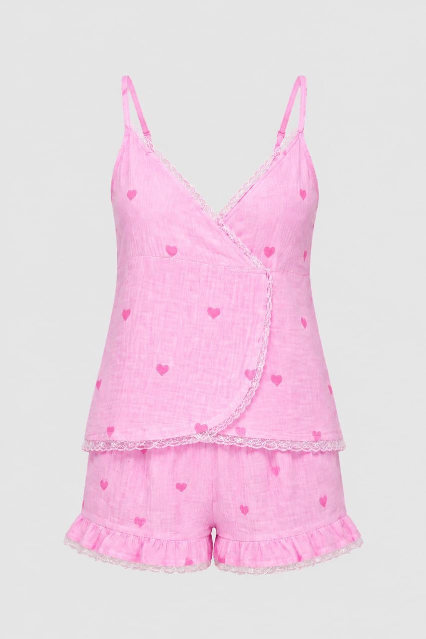 Піжама жіноча муслінова BO.Brand з шортами Heart XL (38515)