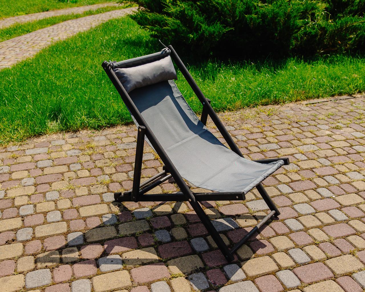 Шезлонг тканевый XRmaster с подушкой Серый с черным (0001717) - фото 5