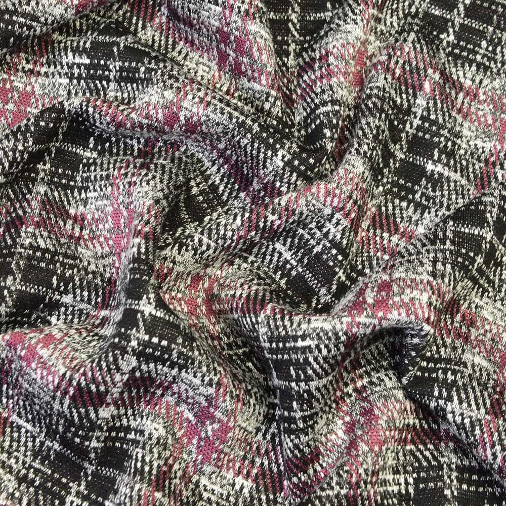 Ткань трикотаж жаккард Леонсия V-6/1 Черный/Бордо (17246)