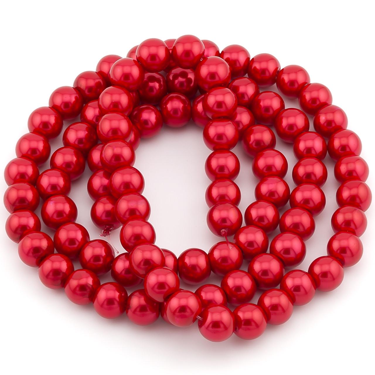 Бусины стекло под жемчуг 10 мм нить 80 см Красный БЖ0010к57) Бусины стекло под жемчуг 10 мм нить 80 см Красный БЖ0010к57)