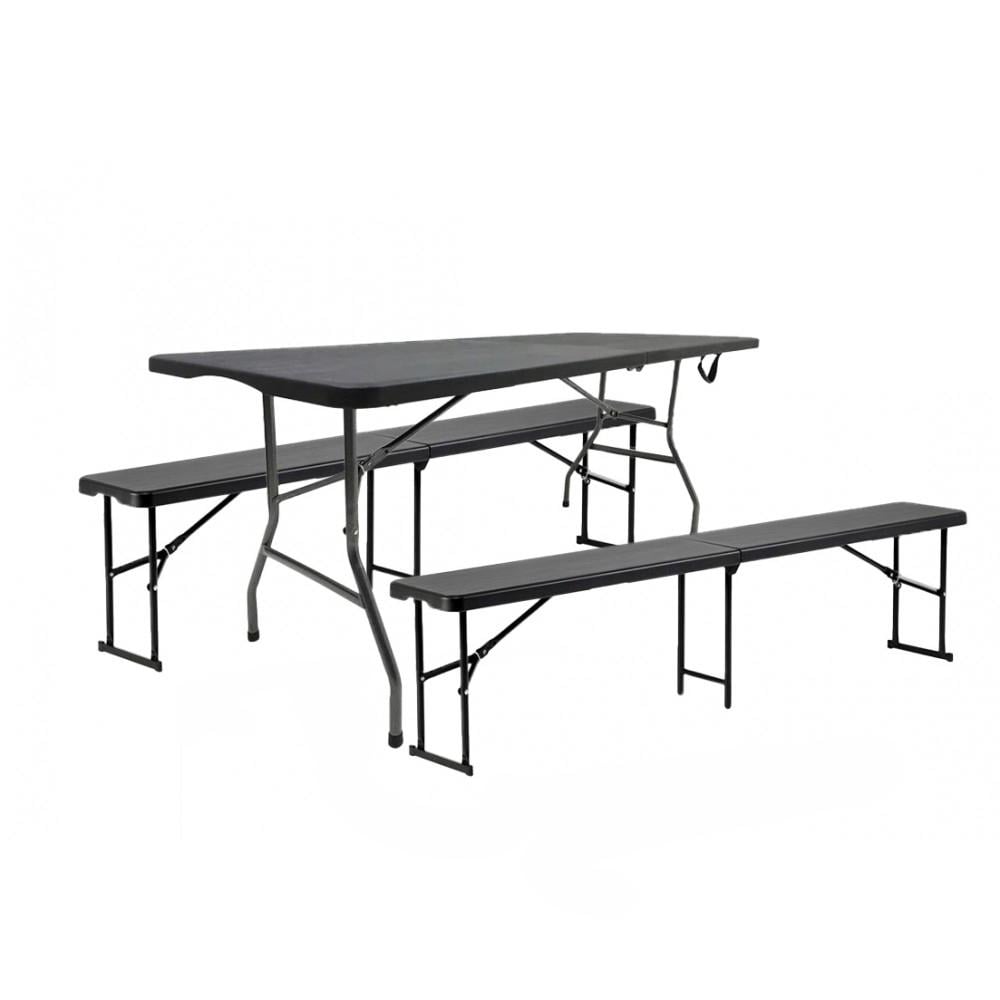 Стіл розкладний для пікніку Bonro з 2 лавками 180 см Чорний (5057)