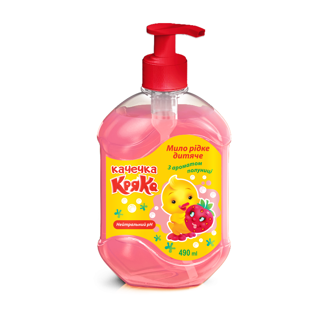 Мыло жидкое детское Лёда Уточка Кряка с ароматом клубники 490 мл