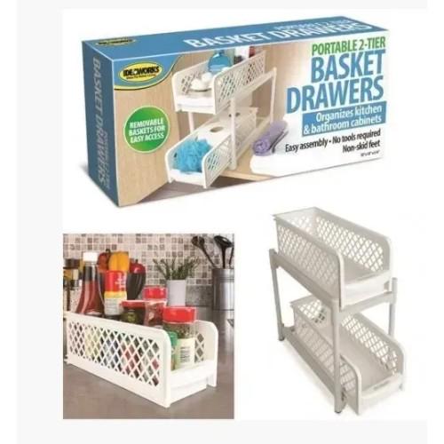 Органайзер для кухни Portable с 2 выдвижными корзинами Белый - фото 2 Органайзер для кухни Portable с 2 выдвижными корзинами Белый - фото 2