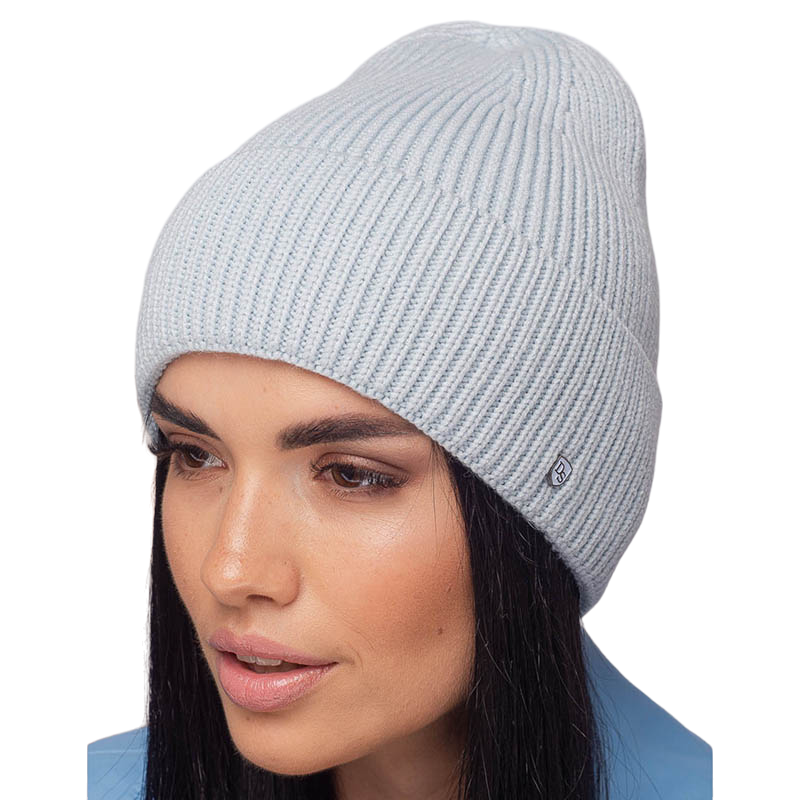 Шапка женская шерстяная Leks ВАЛЬКИРИЯ одинарная с отворотом удлиненная One size Небесный (122654)