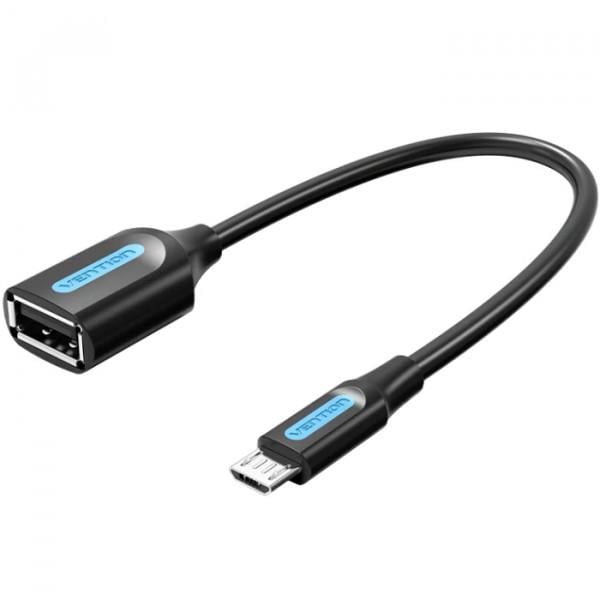 Переходник OTG VENTION USB2.0 Micro-USB Male to USB-A Female 15 см Черный (605711)