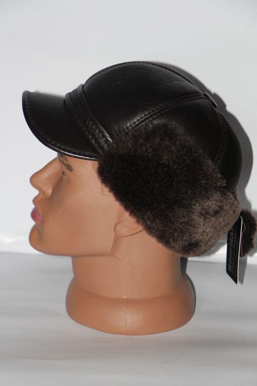 Шапка мужская теплая из овечьей шерсти Коричневый (29146)