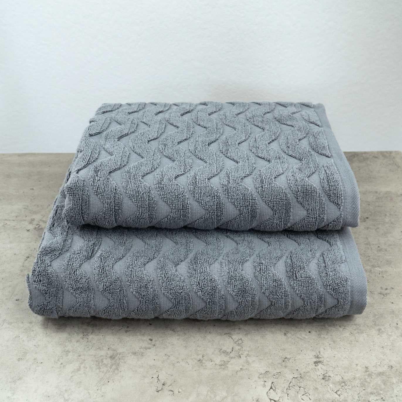 Комплект полотенец GM Textile Волна жаккардовые 2 шт. 50х90 см/70х140 см Серый (500-2k-wave-grey)