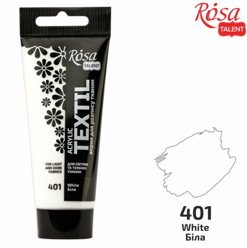 Краска акриловая для тканей ROSA Talent 60 мл Белый - фото 2