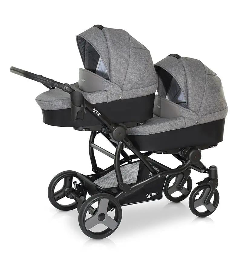 Коляска для двійні Verdi For 2 універсальна з корзиною 145x129x61 см Сірий (9023-VF2-05)