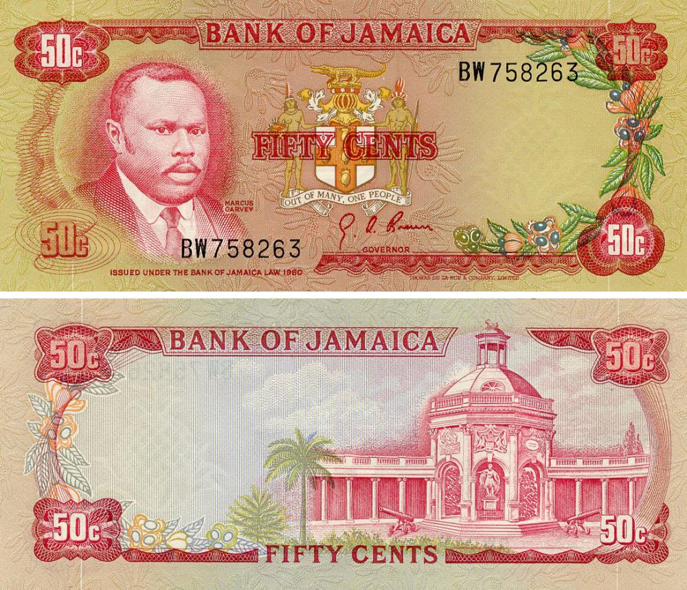 Коллекционная банкнота Ямайка 50 центов 1960 UNC (P53a)