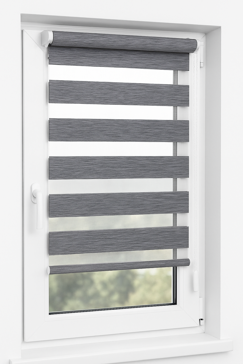 Рулонная штора день-ночь с фиксацией 500х1350 мм меланжевые фактурные Grey-02 (G-02)