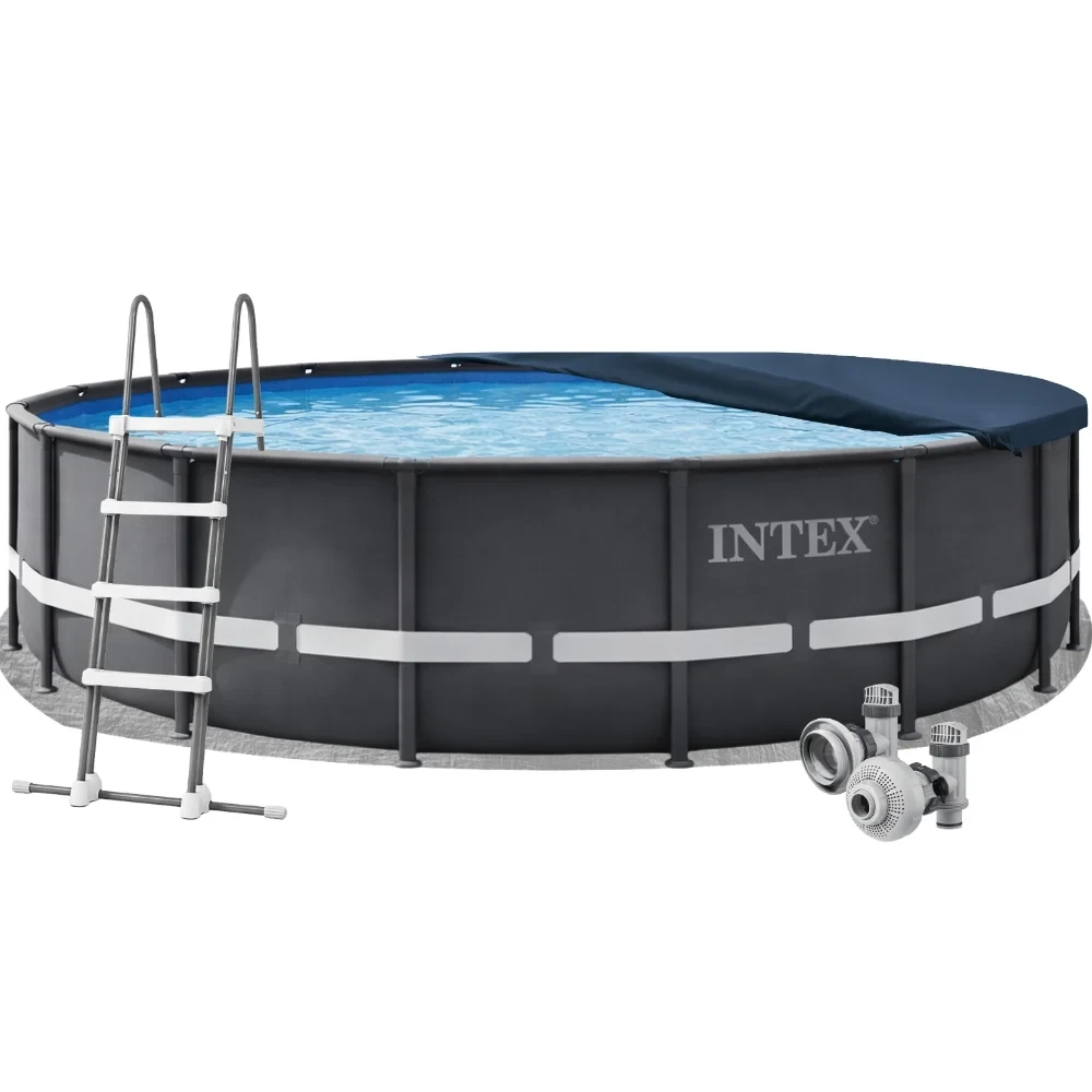 Бассейн каркасный круглый Intex Ultra XTR 26334-4в1 с тентом/лестницей 610х122 см Серый (147-9-26334-4)