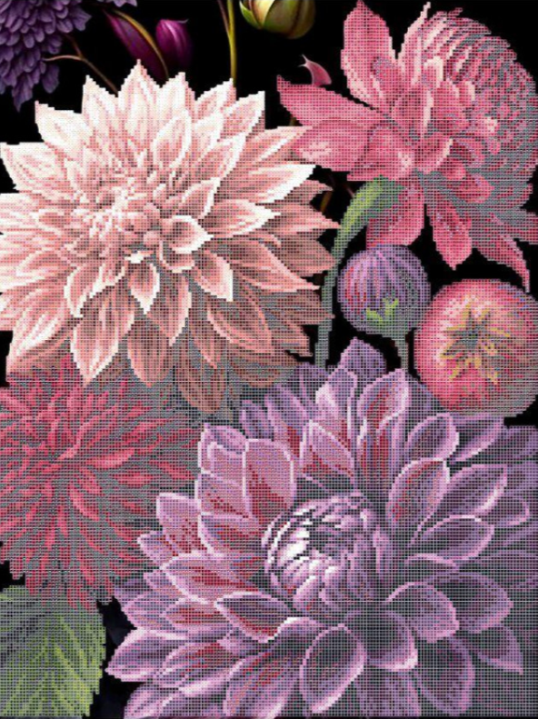 Схема для вышивки бисером Золотая Подкова Георгины ЗПК-059 (2894)