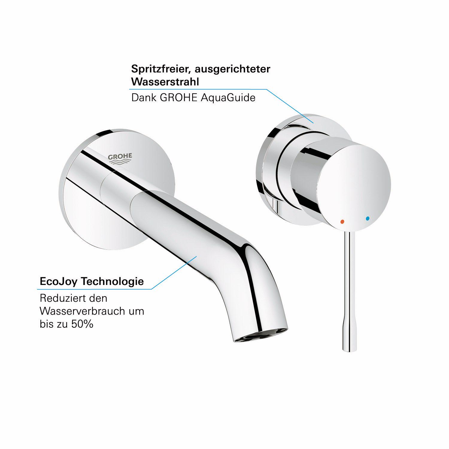 Внешняя часть смесителя Grohe Essence 19408001/29192001 настенный однорычажный Хром (180244) - фото 3 Внешняя часть смесителя Grohe Essence 19408001/29192001 настенный однорычажный Хром (180244) - фото 3