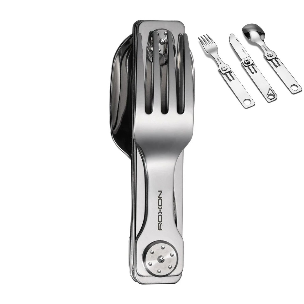 Набір столових приборів Roxon C1S 3в1 складані ложк та вилка з нержавіючої сталі (0010471) - фото 2