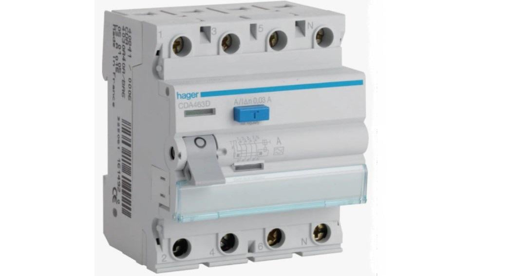 Устройство защитного отключения Hager CDA463D УЗО 4P 6kA 63A 30mA A (37023681)