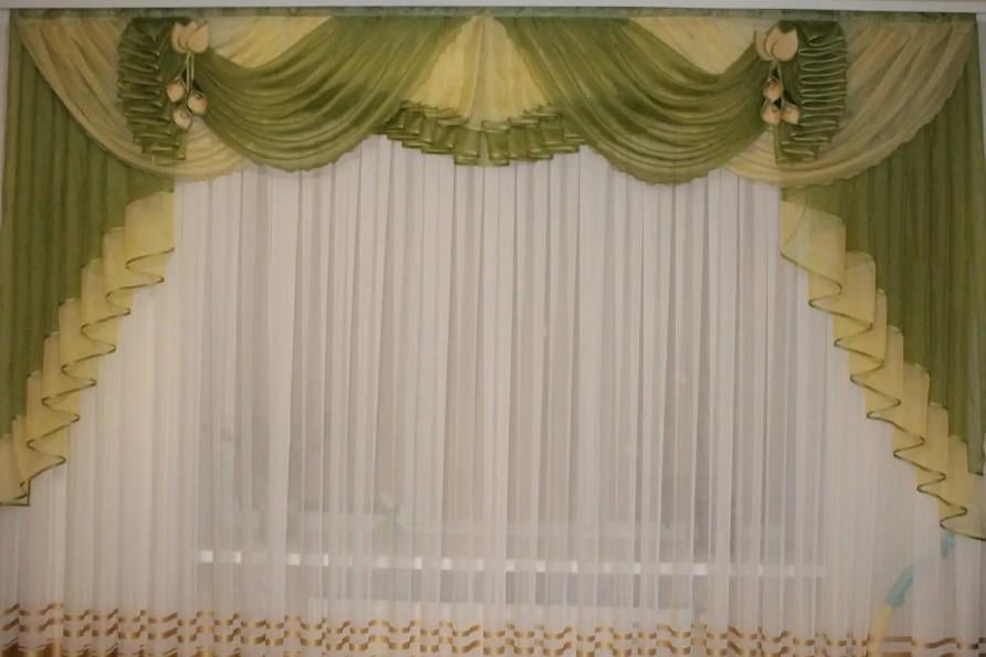 Ламбрекен в гостиную шифон 3 м Зеленый (158)