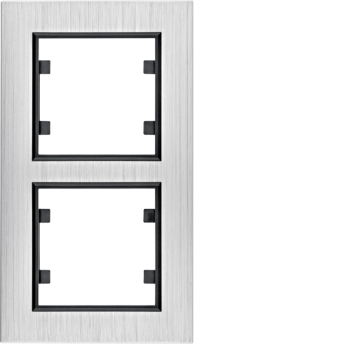 Рамка двухместная вертикальная Hager Lumina Passion Серебряный алюминий (WL9122)