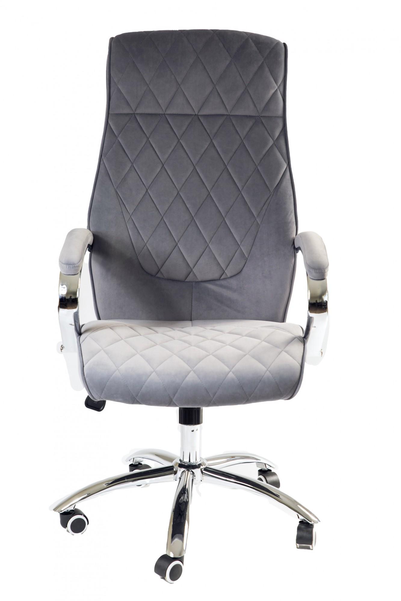 Кресло офисное компьютерное ApolloDesign хром Anyfix Экозамш Серый - фото 2